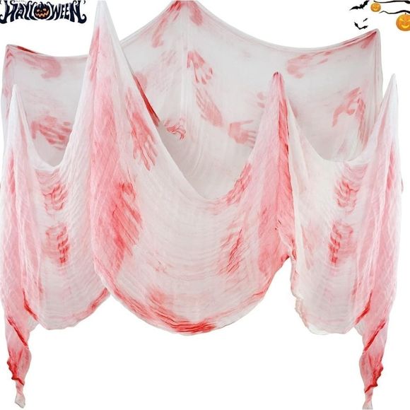 Pink & White Gauze Mesh Halloween Decor, Scarf, Cover Up, New 800cm X 235cm - Picture 2 of 14
